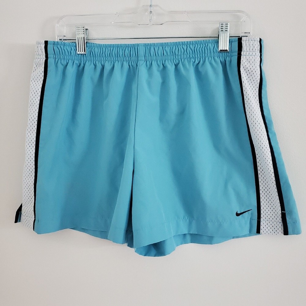 Nike Shorts Womens L or 12 to 14 Athletic Semi-Fit Blue and White